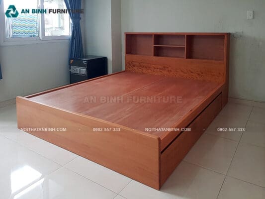 Hoàn thiện giường ngăn kéo gỗ Căm Xe – anh Luân, TPHCM
