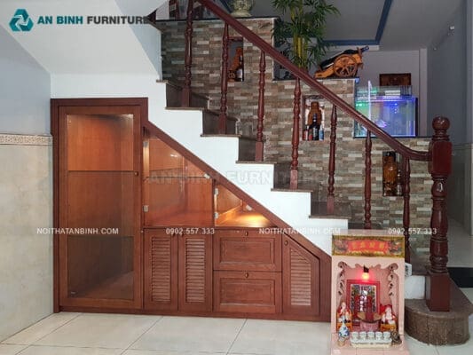 Hoàn thiện tủ gầm cầu thang gỗ Sồi - anh Huỳnh, TPHCM
