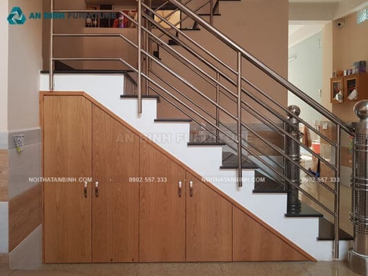 Hoàn thiện tủ gầm cầu thang MDF Melamine - anh Đạo, TPHCM