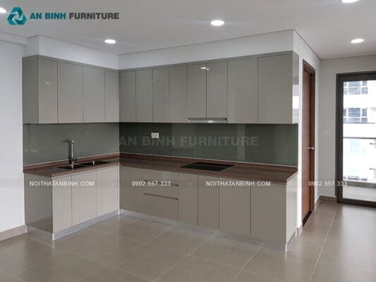 Thi công tủ bếp gỗ MDF Acrylic – chị Thúy, TPHCM