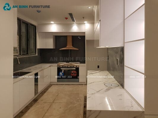 Công trình tủ bếp gỗ MDF Acrylic – anh Thái, TPHCM