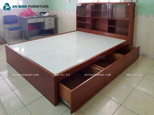 Giường ngăn kéo MDF Veneer hoàn thiện – cô Hương, TPHCM