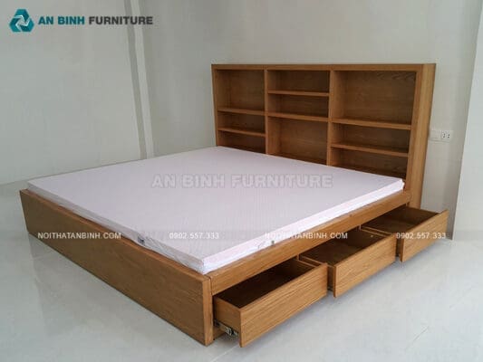 Công trình giường ngăn kéo MDF Veneer – cô Nga, TPHCM