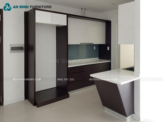 Thi công tủ bếp gỗ MDF Melamine – cô Thúy, TPHCM