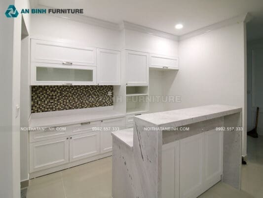 Hoàn thiện tủ bếp gỗ MDF sơn bệt – anh Tuấn, TPHCM