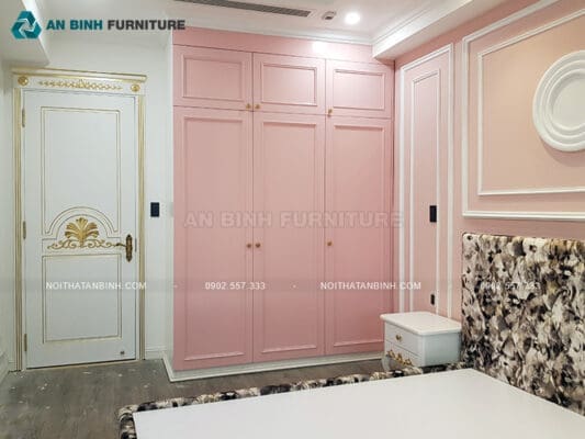 Thi công tủ quần áo MDF phủ sơn – chị Yến, TPHCM