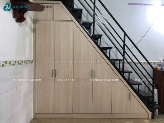 Hoàn thiện tủ gầm cầu thang MDF Melamine - chị Phượng, TPHCM