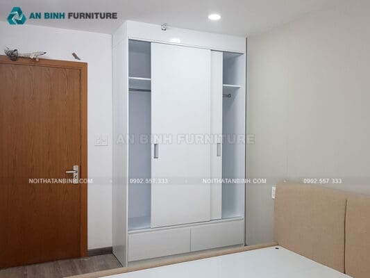 Thực tế tủ áo cửa lùa MDF phủ sơn – anh Định, TPHCM