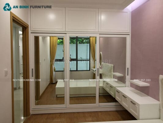 Hoàn thiện tủ áo cửa lùa MDF phủ sơn – anh Tuân, TPHCM