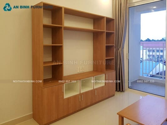 Bàn giao kệ tivi gỗ MDF Melamine nhà chú Phát, TPHCM