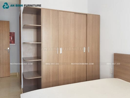 Bàn giao tủ áo cửa lùa MDF Melamine – chú Hùng, TPHCM