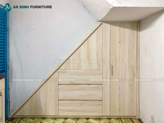 Bàn giao tủ gầm cầu thang MDF Melamine - chị Phương, TPHCM