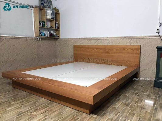 Giường kiểu Nhật gỗ Sồi bàn giao – anh Thiện, TPHCM