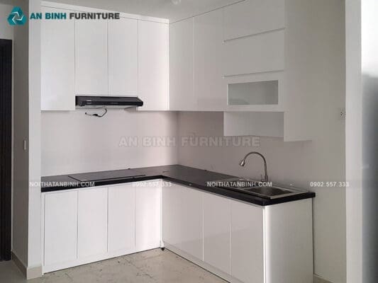 Hoàn thiện tủ bếp gỗ MDF sơn bệt – anh Linh, TPHCM