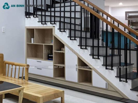 Công trình tủ gầm cầu thang MDF Melamine - chị Linh, TPHCM