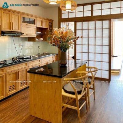 Hoàn thiện tủ bếp gỗ Sồi – anh Hoàng, TPHCM