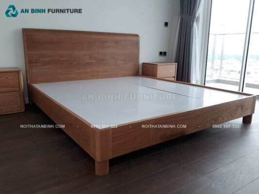 Thi công giường ngủ gỗ Sồi tự nhiên – chị Thu, TPHCM