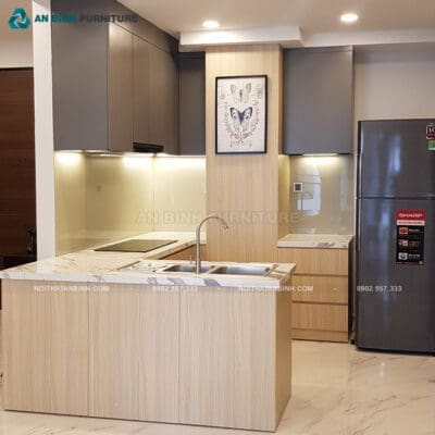 Thi công tủ bếp gỗ MDF Melamine – chị Ren, TPHCM