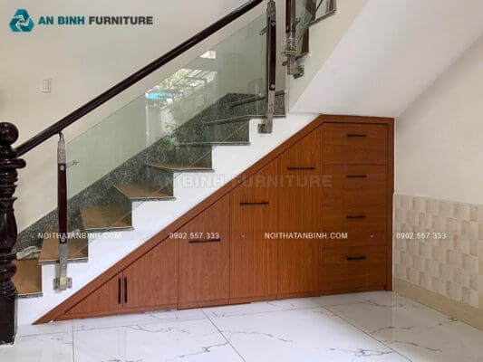 Công trình tủ gầm cầu thang MDF Melamine - chú Dũng, TPHCM