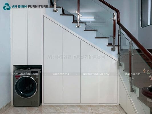 Hoàn thiện tủ gầm cầu thang MDF Melamine - chị Thảo, TPHCM