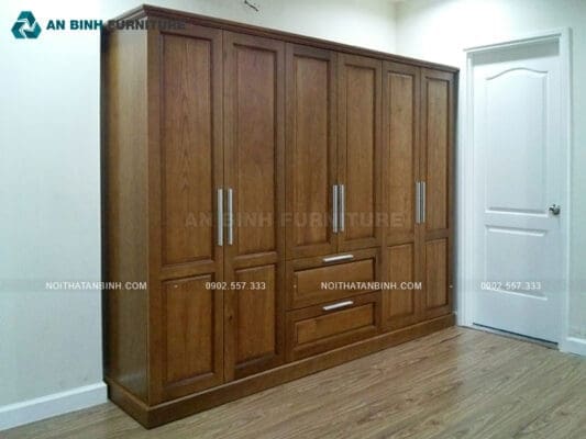 Hoàn thiện tủ quần áo gỗ Sồi – chị Minh, TPHCM