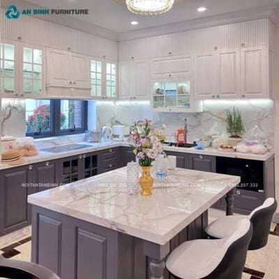 Hoàn thiện tủ bếp gỗ MDF sơn bệt – anh Bình, TPHCM
