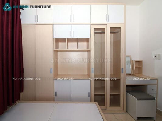 Thi công tủ áo cửa lùa MDF Melamine – anh Dũng, TPHCM