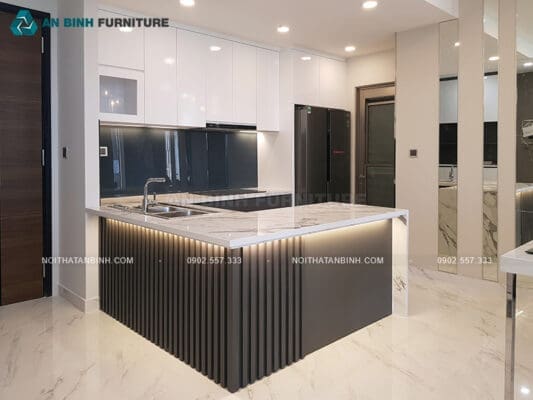 Công trình tủ bếp gỗ MDF Melamine – anh Tuyến, TPHCM