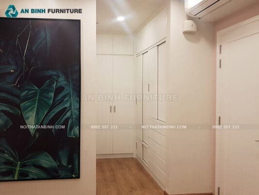 Bàn giao tủ áo cửa lùa MDF sơn trắng – chị Yến, TPHCM