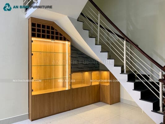 Công trình tủ gầm cầu thang MDF Melamine - anh Phong, TPHCM