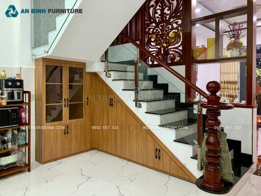 Hoàn thiện tủ gầm cầu thang MDF Melamine - anh Nguyên, TPHCM