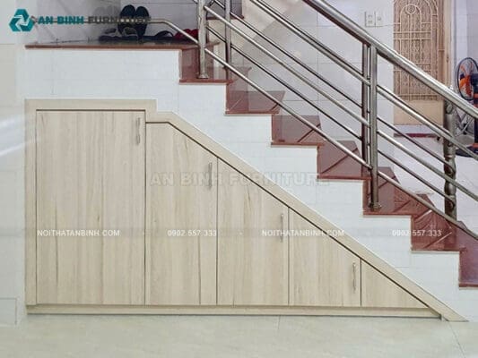 Bàn giao tủ gầm cầu thang MDF Melamine - chị Ngọc, TPHCM