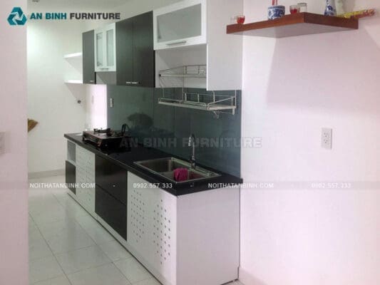 Bàn giao tủ bếp gỗ MDF sơn bệt – chị Trang, TPHCM