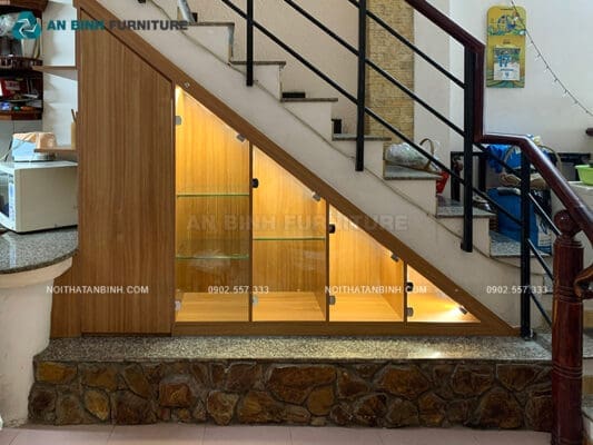 Hoàn thiện tủ gầm cầu thang MDF Melamine - chú Cang, TPHCM