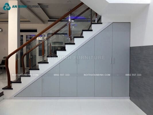 Hoàn thiện tủ gầm cầu thang MDF Melamine - anh Bảo, TPHCM