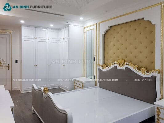 Công trình nội thất phòng ngủ MDF sơn bệt nhà anh Thái, TPHCM 01