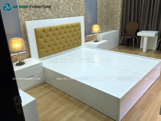 Hoàn thiện giường ngủ MDF sơn trắng – anh Dương, Bình Dương