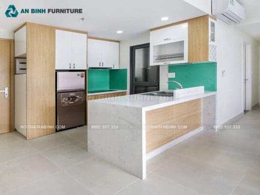 Thi công tủ bếp gỗ MDF Melamine – chị Linh, TPHCM