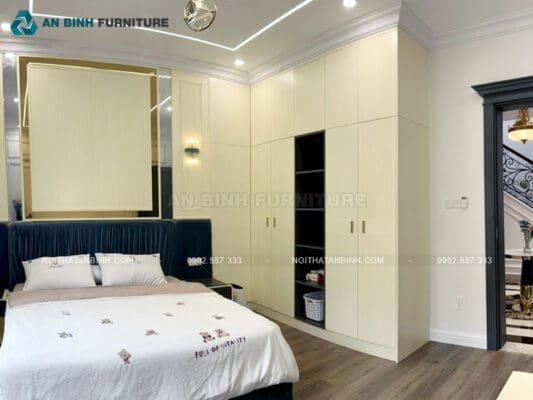 Thi công tủ quần áo MDF sơn bệt – chị Thủy, Bình Dương