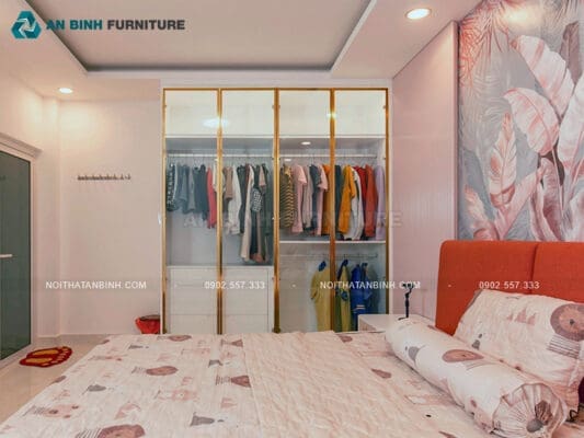 Công trình tủ quần áo MDF cánh kính – anh Thanh, TPHCM