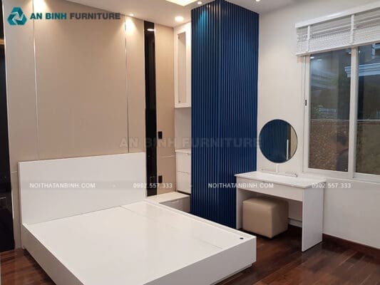 Thi công nội thất phòng ngủ gỗ Melamine nhà chị Yến, TPHCM 01