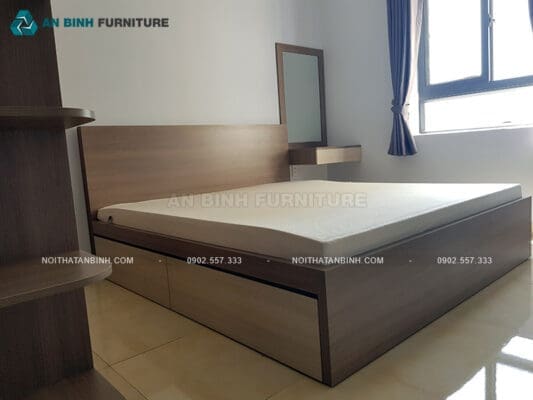 Bàn giao giường ngăn kéo gỗ MFC – chú Hùng, TPHCM