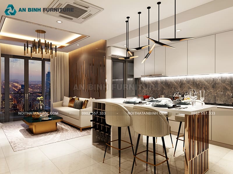 Tủ bếp nhựa PVC cánh phủ Acrylic thiết kế mở tiện nghi - TBAC006