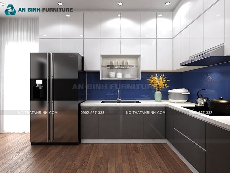 Tủ bếp gỗ MDF cánh phủ Acrylic hai tông sang trọng - TBAC017