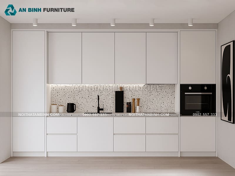 Tủ bếp gỗ MDF phủ Melamine chống ẩm thiết kế đương đại - TBME023