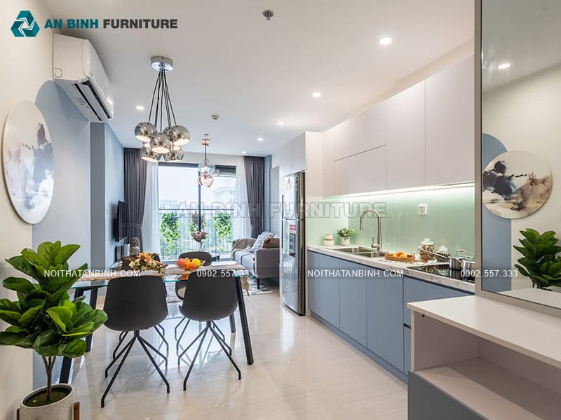 Tủ bếp nhựa PVC phủ Melamine bền đẹp phong cách tối giản - TBME073
