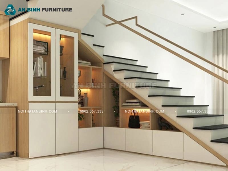 Mẫu tủ gầm cầu thang gỗ công nghiệp, bền đẹp và giá hợp lý